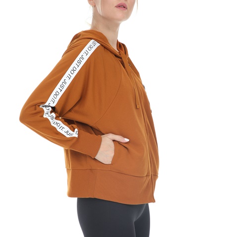 NIKE-Γυναικεία φούτερ ζακέτα NIKE DRY FLC GET FIT HD FZ JDI καφέ