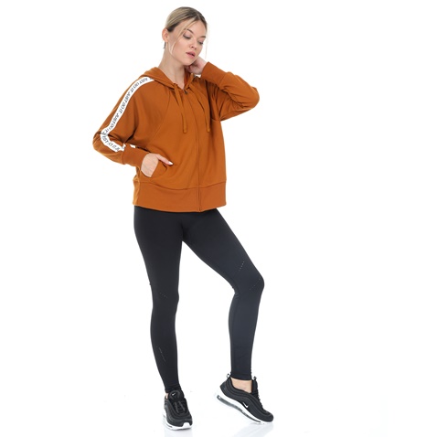 NIKE-Γυναικεία φούτερ ζακέτα NIKE DRY FLC GET FIT HD FZ JDI καφέ