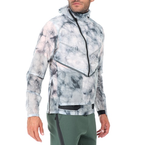 NIKE-Ανδρικό τζάκετ με κουκούλα NIKE TCH PCK TRANSFORM λευκό-γκρι
