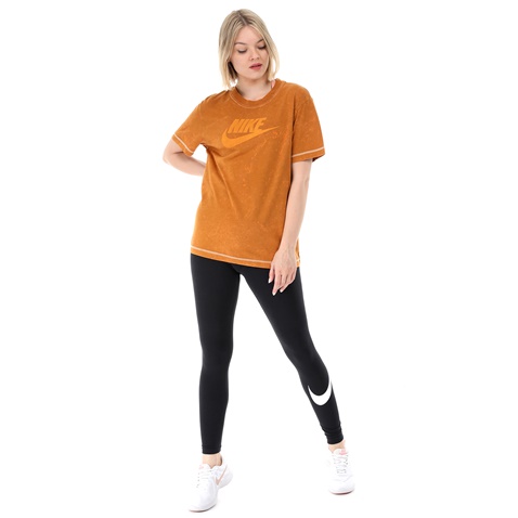NIKE-Γυναικείο αθλητικό t-shirt NIKE NSW SS TOP REBEL καφέ