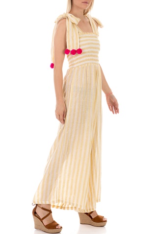 SUNDRESS-Γυναικεία ολόσωμη φόρμα SUNDRESS PIPPAJUMPE ριγέ κίτρινο λευκό
