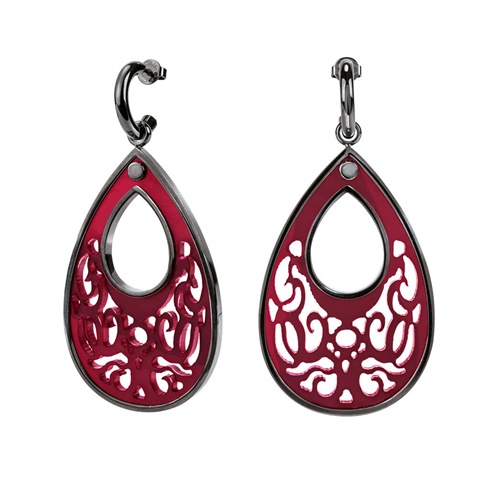 FOLLI FOLLIE-Γυναικεία μακριά σκουλαρίκια FOLLI FOLLIE Desire Drops Red Acrylic