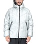 NIKE-Ανδρικό μπουφάν με κουκούλα NIKE DWN FILL JKT HD METALLIC ασημί