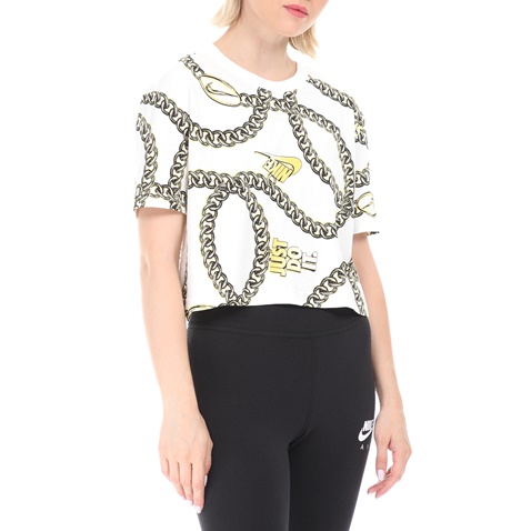 NIKE-Γυναικείο t-shirt NIKE NSW TEE GLAM DUNK CROP λευκό μαύρο