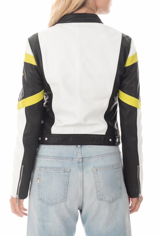BYBLOS-Γυναικείο jacket BYBLOS BIKER λευκό-μαύρο