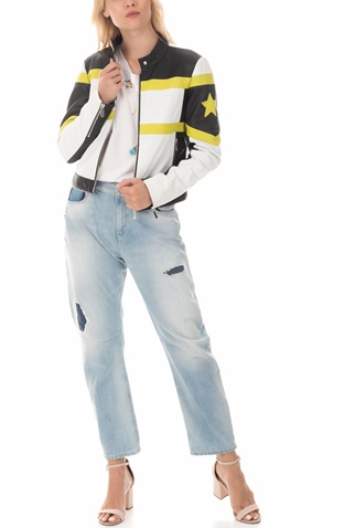 BYBLOS-Γυναικείο jacket BYBLOS BIKER λευκό-μαύρο