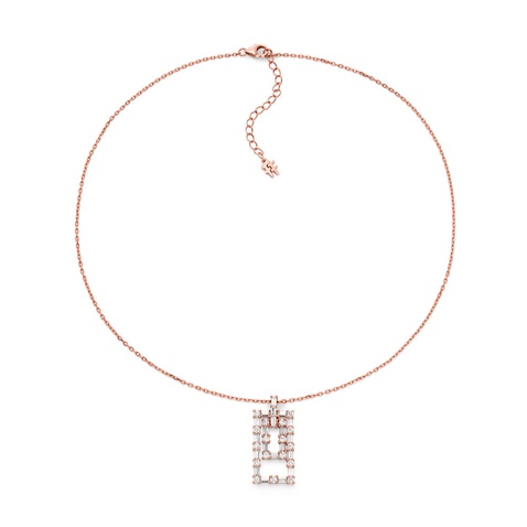 FOLLI FOLLIE-Γυναικείο ασημένιο κοντό κολιέ FOLLI FOLLIE Fashionably Silver Essentials κόκκινο χρυσό
