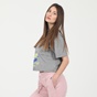 NIKE-Γυναικείο cropped t-shirt NIKE CJ2040 W NSW ICN CLSH SS TOP γκρι