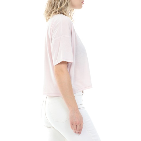 NIKE-Γυναικείο cropped top NIKE S/S TOP GX ICNCLSH WOW ροζ
