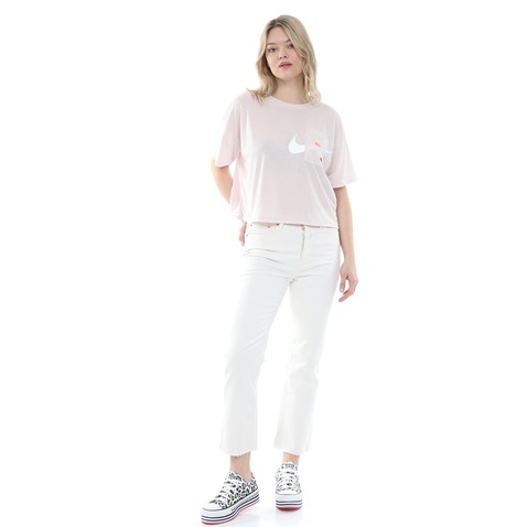 NIKE-Γυναικείο cropped top NIKE S/S TOP GX ICNCLSH WOW ροζ