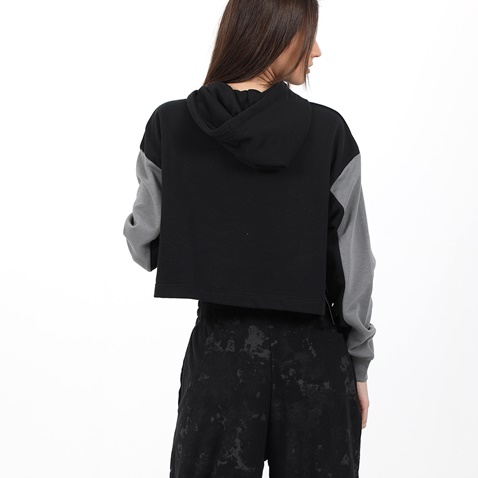 NIKE-Γυναικεία cropped φούτερ μπλούζα NIKE CJ4072 W NSW VRSTY HOODIE FT μαύρη γκρι