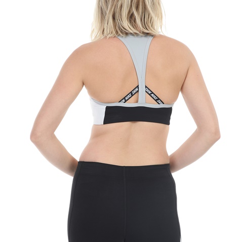 NIKE-Γυναικείο αθλητικό μπουστάκι NIKE SWOOSH LOGO BRA PAD μαύρο γκρι