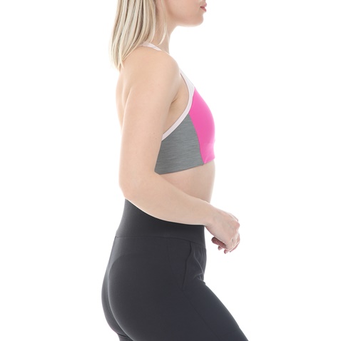 NIKE-Γυναικείο αθλητικό μπουστάκι NIKE SWOOSH LOGO BRA PAD ροζ γκρι