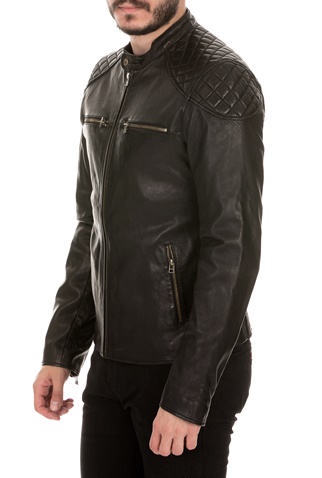 GOOSECRAFT-Ανδρικό δερμάτινο jacket GOOSECRAFT ARDEN BIKER μαύρο