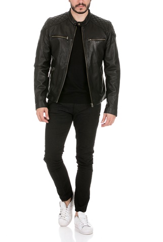 GOOSECRAFT-Ανδρικό δερμάτινο jacket GOOSECRAFT ARDEN BIKER μαύρο