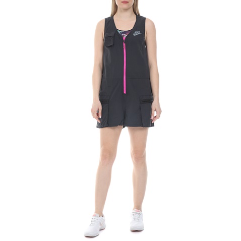 NIKE-Γυναικεία ολόσωμη φόρμα σορτς NIKE NSW ICN CLSH ROMPER μαύρη ροζ