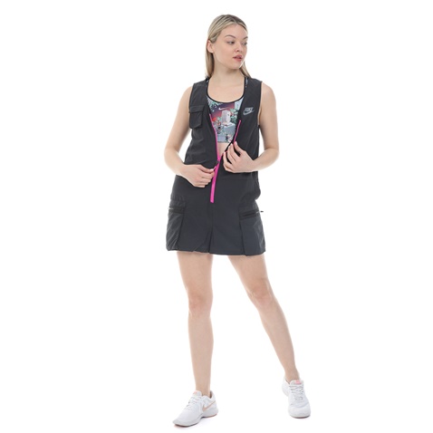 NIKE-Γυναικεία ολόσωμη φόρμα σορτς NIKE NSW ICN CLSH ROMPER μαύρη ροζ