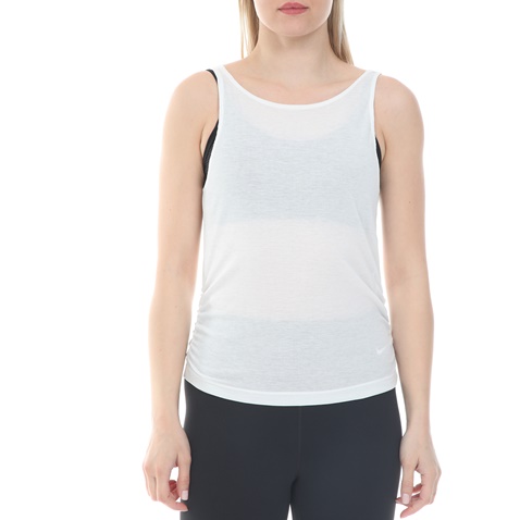 NIKE-Γυναικείο top NIKE YOGA RUCHE TANK λευκό