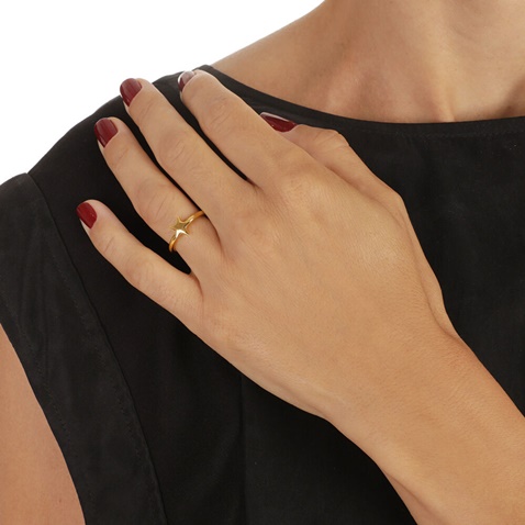 FOLLI FOLLIE-Γυναικείο ασημένιο δαχτυλίδι FOLLI FOLLIE Wishing On Silver 925 18k Yellow Gold Plated χρυσό