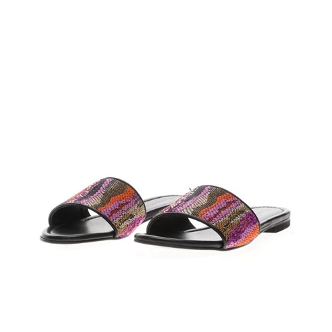 GLAMAZONS-Γυναικεία δερμάτινα σανδάλια GLAMAZONS PLUM FLAT μαύρα ροζ
