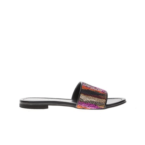 GLAMAZONS-Γυναικεία δερμάτινα σανδάλια GLAMAZONS PLUM FLAT μαύρα ροζ