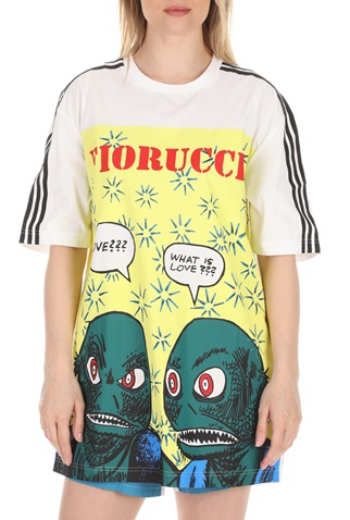 adidas Originals-Γυναικείο t-shirt adidas Originals FIORUCCI λευκό κίτρινο