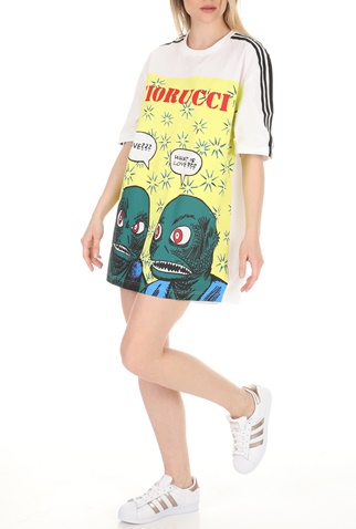 adidas Originals-Γυναικείο t-shirt adidas Originals FIORUCCI λευκό κίτρινο