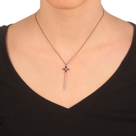 JEWELTUDE-Γυναικείο ασημένιο κολιέ JEWELTUDE 8811 μαύρη επιπλατίνωση