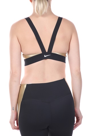 NIKE-Γυναικείο αθλητικό μπουστάκι NIKE INDY METALLIC LOGO BRA λευκό