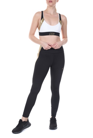 NIKE-Γυναικείο αθλητικό μπουστάκι NIKE INDY METALLIC LOGO BRA λευκό