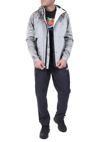 NIKE-Ανδρικό αντιανεμικό jacket NIKE NSW TCH PCK JKT HD WVN ασημί