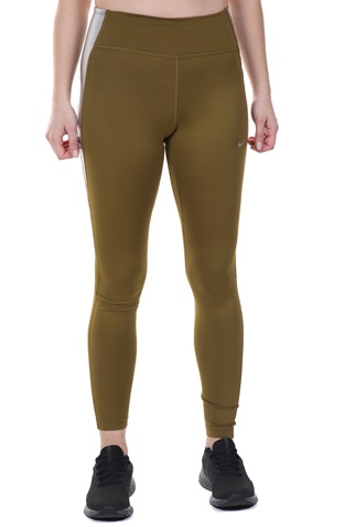NIKE-Γυναικείο αθλητικό κολάν NIKE ONE TGHT PP5 COLORBLOCK λαδί