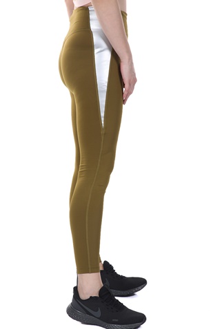 NIKE-Γυναικείο αθλητικό κολάν NIKE ONE TGHT PP5 COLORBLOCK λαδί