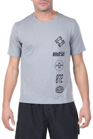 NIKE-Ανδρικό t-shirt NIKE DF MILER TOP SS WR GX γκρι