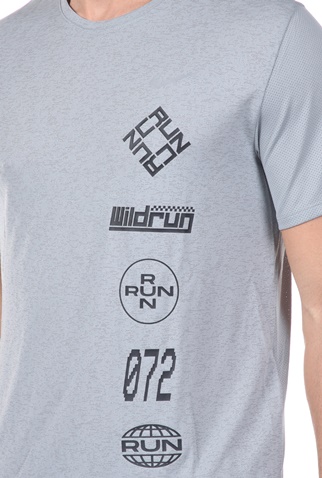 NIKE-Ανδρικό t-shirt NIKE DF MILER TOP SS WR GX γκρι