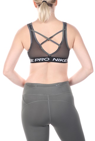 NIKE-Γυναικείο αθλητικό μπουστάκι NIKE SWOOSH BRA CAMO PRT γκρι