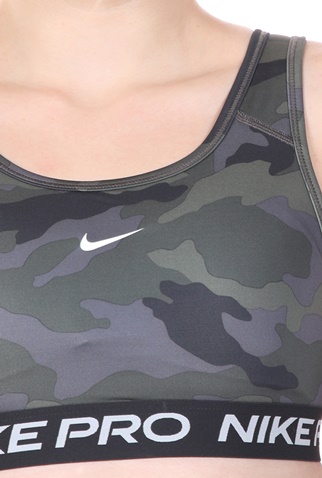 NIKE-Γυναικείο αθλητικό μπουστάκι NIKE SWOOSH BRA CAMO PRT γκρι