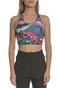 NIKE-Γυναικείο αθλητικό μπουστάκι NIKE SWOOSH ICNCLSH BRA PRT LL πράσινο μοβ