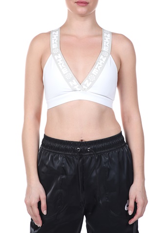 NIKE-Γυναικείο αθλητικό μπουστάκι NIKE INDY PLNG ICNCLSH BRA λευκό
