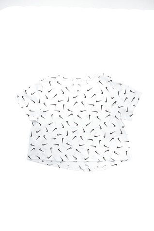 NIKE-Παιδικό t-shirt NIKE NSW TEE CROP SWOOSHFETTI λευκό-μαύρο