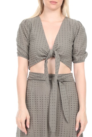 LA DOLLS-Γυναικείο crop top LA DOLLS BELLA χακί