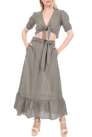 LA DOLLS-Γυναικείο crop top LA DOLLS BELLA χακί