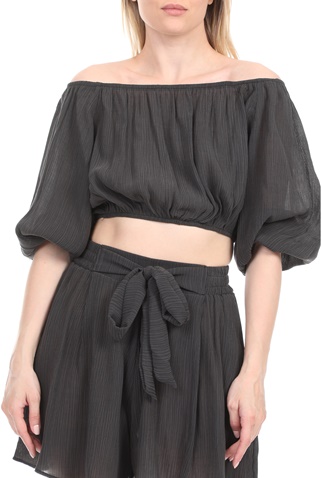 LA DOLLS-Γυναικείο top off the shoulders LA DOLLS IRINA γκρι 