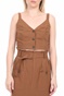 LA DOLLS-Γυναικείο crop top LA DOLLS SAFARI καφέ