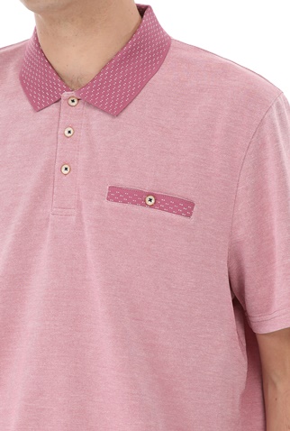 TED BAKER-Ανδρική polo μπλούζα TED BAKER CAROSEL ροζ