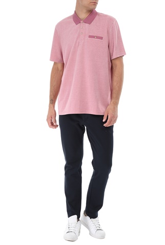 TED BAKER-Ανδρική polo μπλούζα TED BAKER CAROSEL ροζ