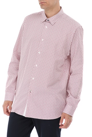 TED BAKER-Ανδρικό πουκάμισο TED BAKER HEDOES εκρού κόκκινο
