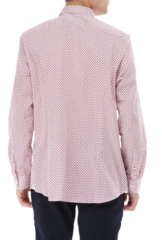 TED BAKER-Ανδρικό πουκάμισο TED BAKER HEDOES εκρού κόκκινο