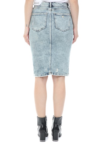 GUESS-Γυναικεία jean midi φούστα GUESS GRETA LONGUETTE - BUS STR DEN μπλε
