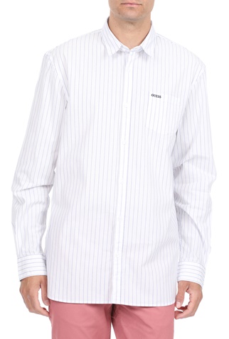 GUESS-Ανδρικό πουκάμισο GUESS COLLINS SHIRT λευκό μπλε